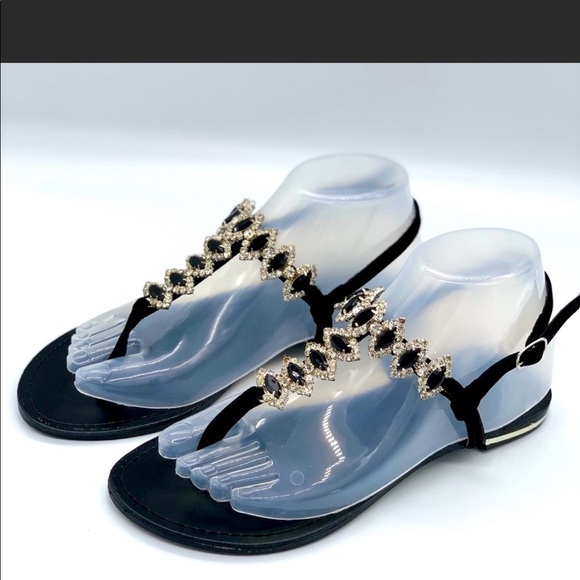 BAMBOO GEMS & RHINESTONES THONG SANDALS - Picture 4 of 5